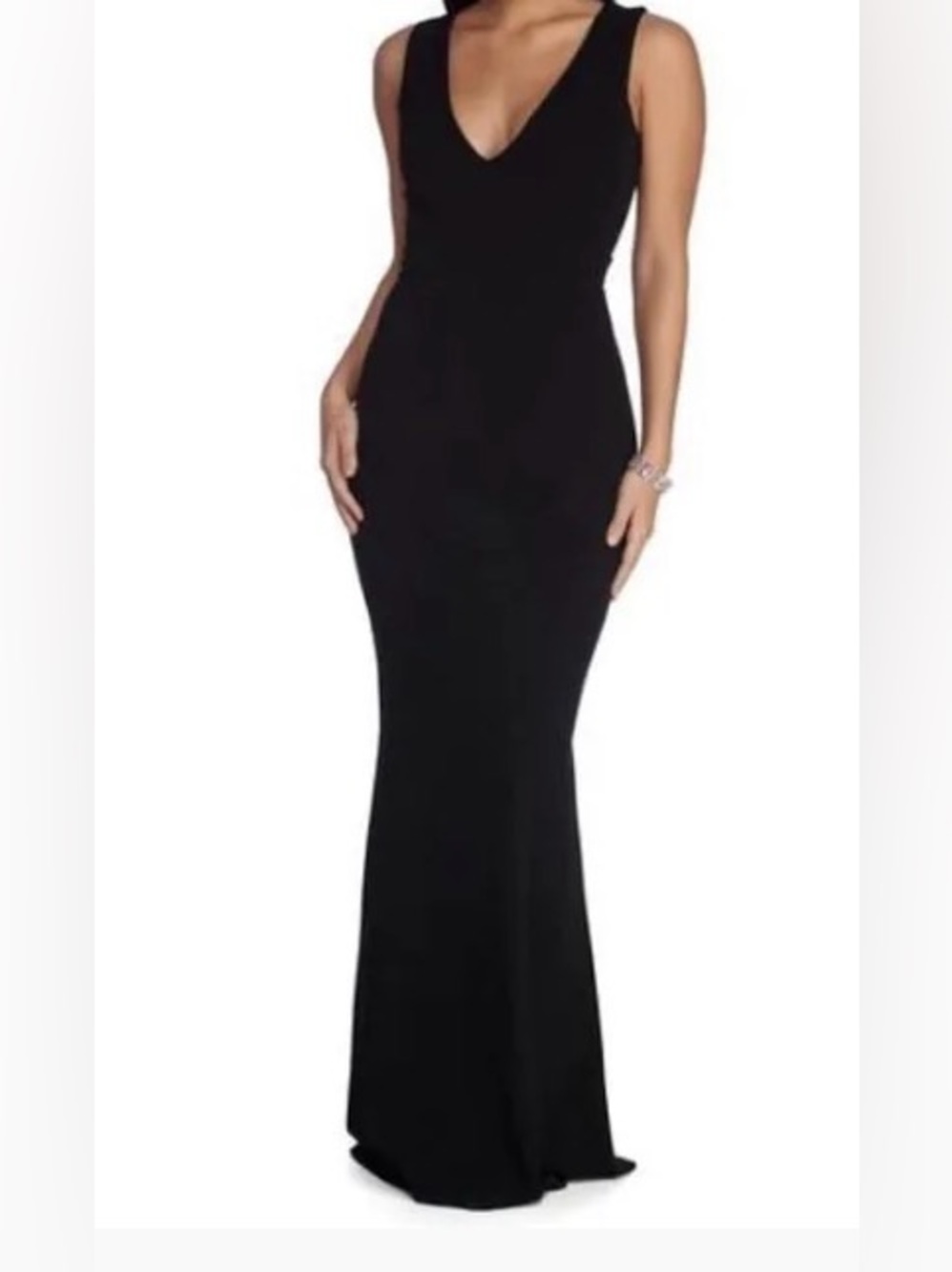 Windsor Black V-Neck Maxi Evening Dress